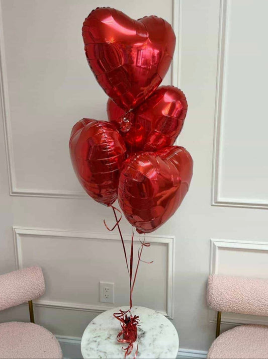 4 HEART METALLIC BALLOONS